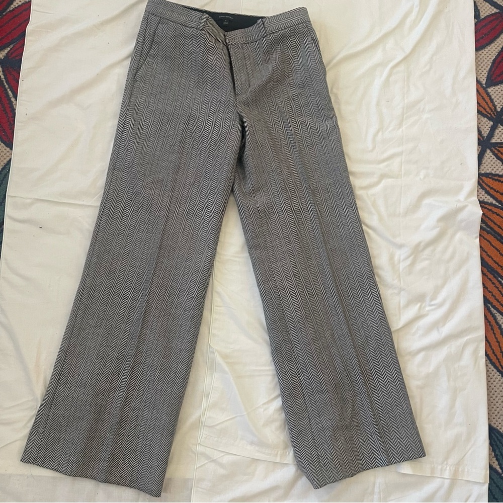 Herringbone Print Wide Leg Pants